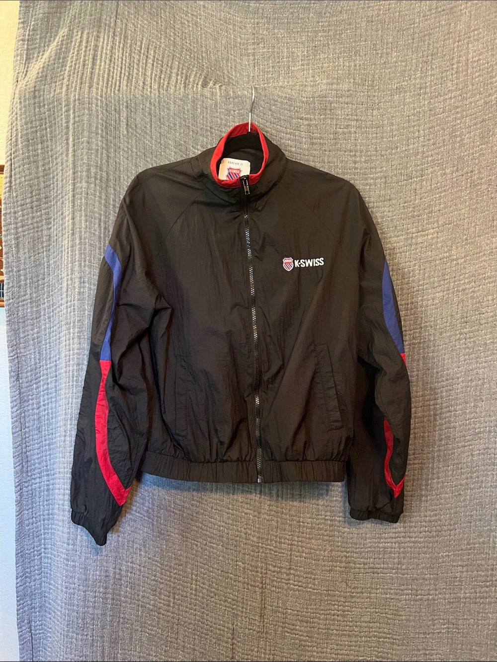 K-SWISS Black Bomber Jacket with Red & Blue Accents Small